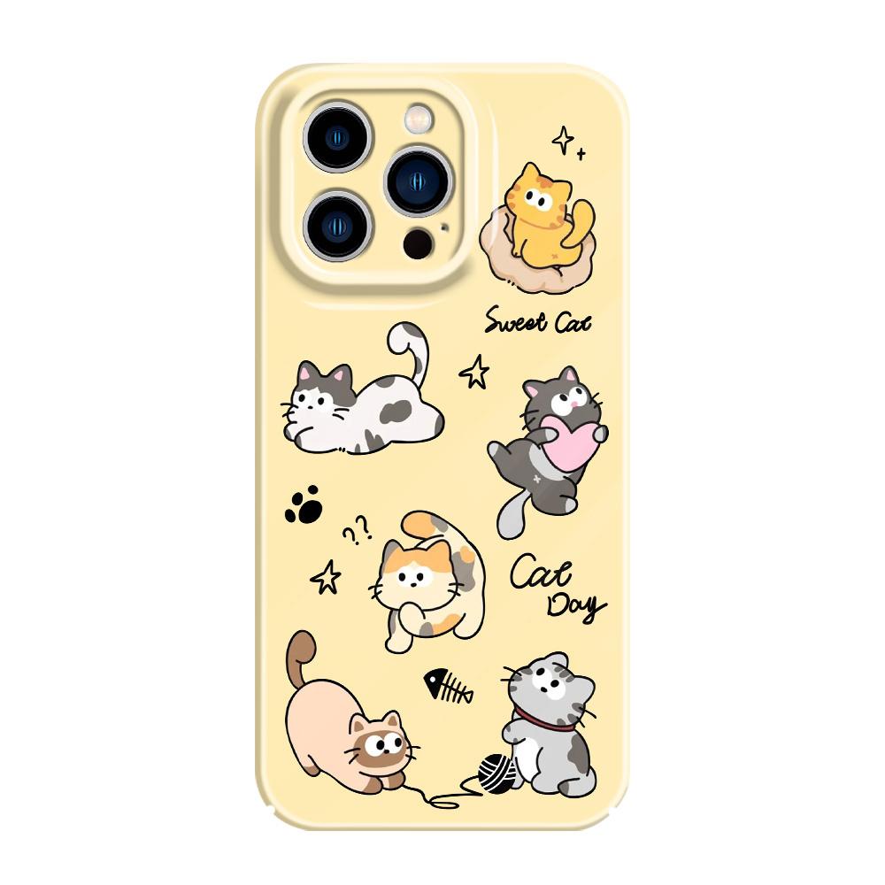 Чехол для телефона "Счастливый кот" для iPhone 13 12 11 7 8 6 6S Plus Pro Max Mini X XS XR SE 2020 2022 Пленка Жесткий чехол