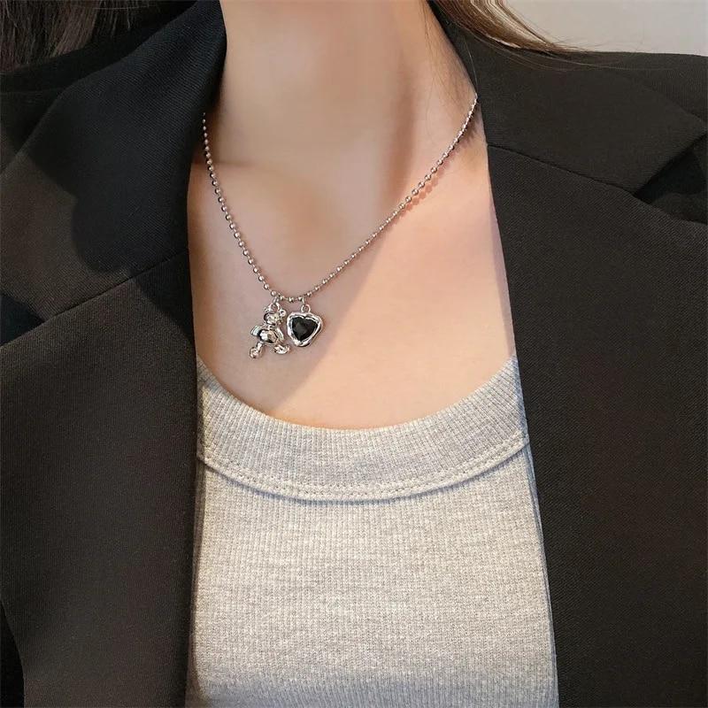 Ретро готический крест с вишней, летняя подвеска, ювелирное ожерелье, серебряное ожерелье в стиле панк, модные очаровательные массивные ювелирные изделия Y2k