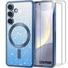 Protective Case - BOOLING - for Samsung Galaxy S24 Plus - Soft Silicone - Camera Protection - Glitter Blue