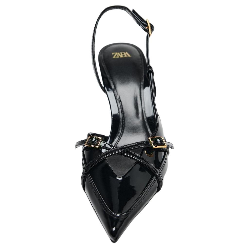 Zara Искусственная кожа Легкие Элегантные Туфли-стилет на высоком каблуке 8 см Женские туфли на высоком каблуке Черные 13200510-38