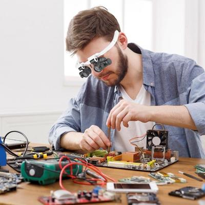 Микроскоп с подсветкой, устанавливаемый на голову, ремонтная светодиодная лампа, увеличительное стекло с 8-кратным, 15-кратным, 23-кратным увеличением, лупа