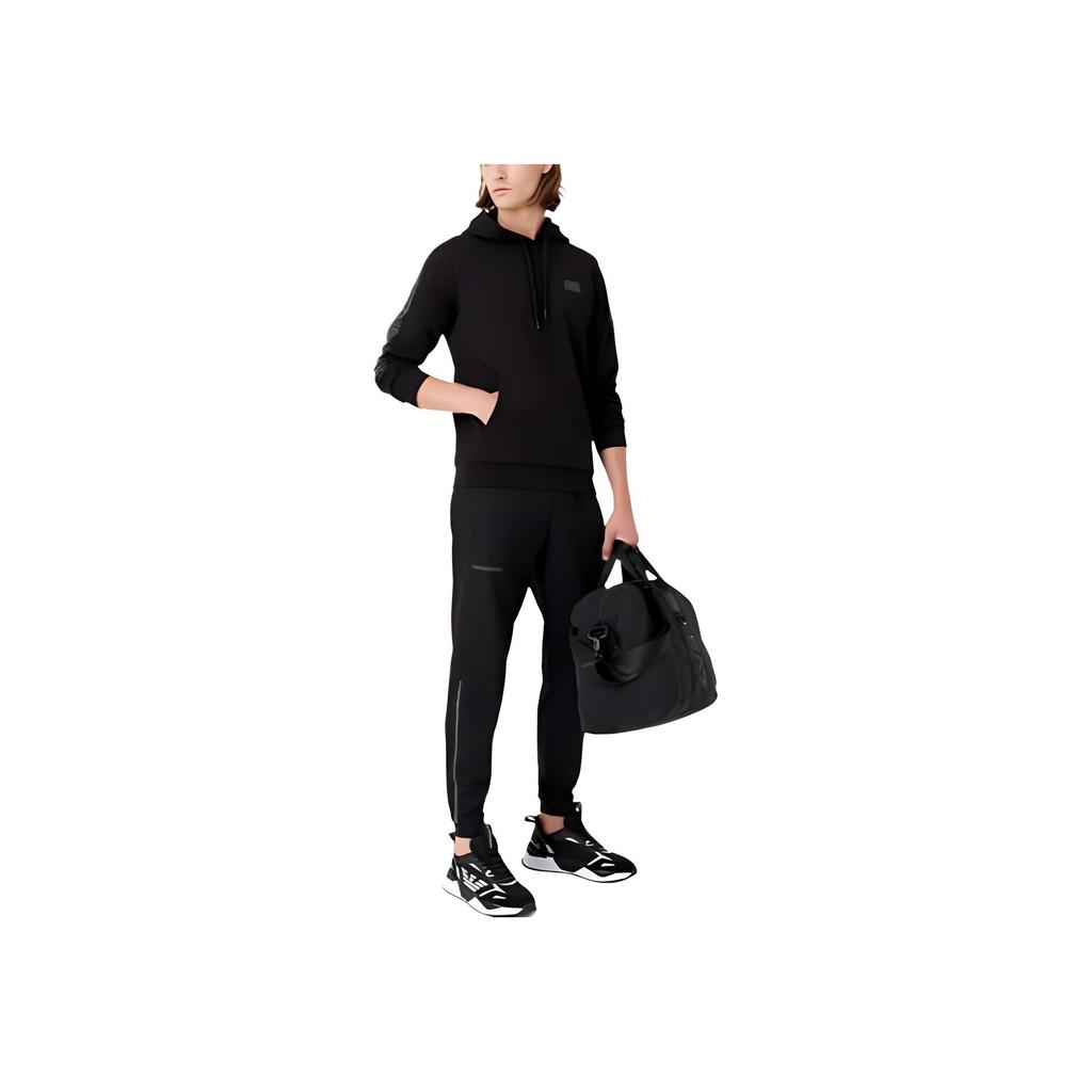 Emporio Armani FW22 Повседневная толстовка с принтом-буквой и микрологотипом Свободная толстовка Мужские толстовки Черный 6LPM44-PJ05Z-1200