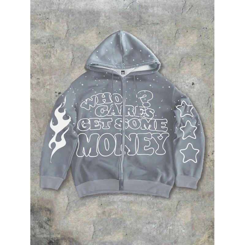 Spring and Autumn Men's Hooded Zipper Jacket Trendy Fashion Versatile Loose Sports Cardigan Sweater