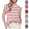 Женская мода, топ с короткими рукавами, летний жилет, базовая футболка, повседневный свободный полосатый однотонный топ