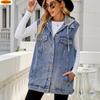 Fashion Womens Casual Sleeveless Jacket Denim Vest Retro Cowboy Waistcoat
