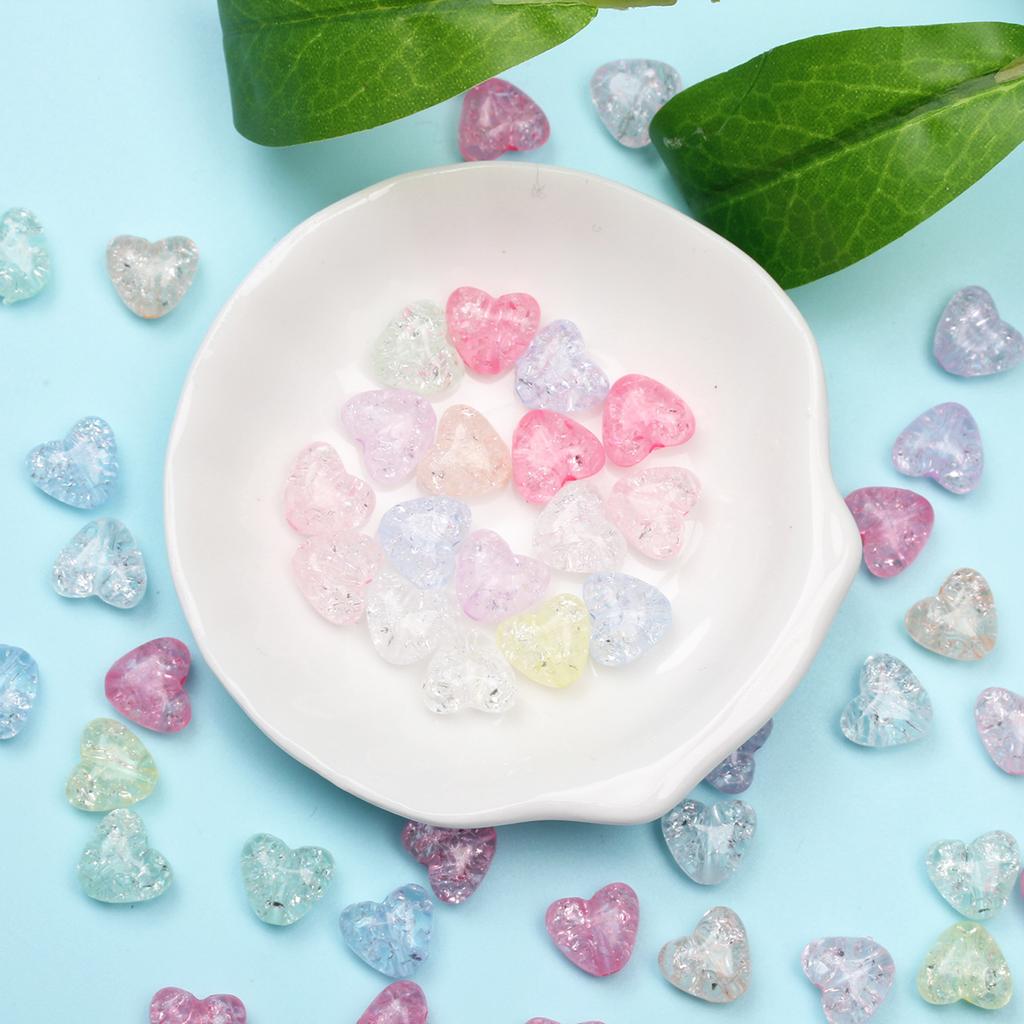 Creative Handmade 9.8*11mm Heart Shape Jewelry Accessories DIY Crack Loose Beads Fashion 50Pcs