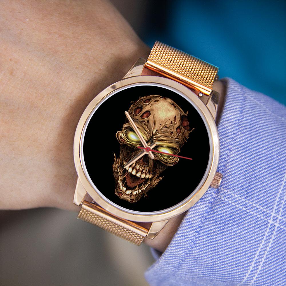 Guitar Bass Instrument Design Men's Watch Traditional Hands Simple Fashionable Watch Musician Gift Rose Gold Case