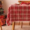 Red Plaid Christmas Tablecloth for Rectangle Tables, Yarn Dyed Polyester Table Cloth Perfect for Holiday Parties, Dining and Banpuet