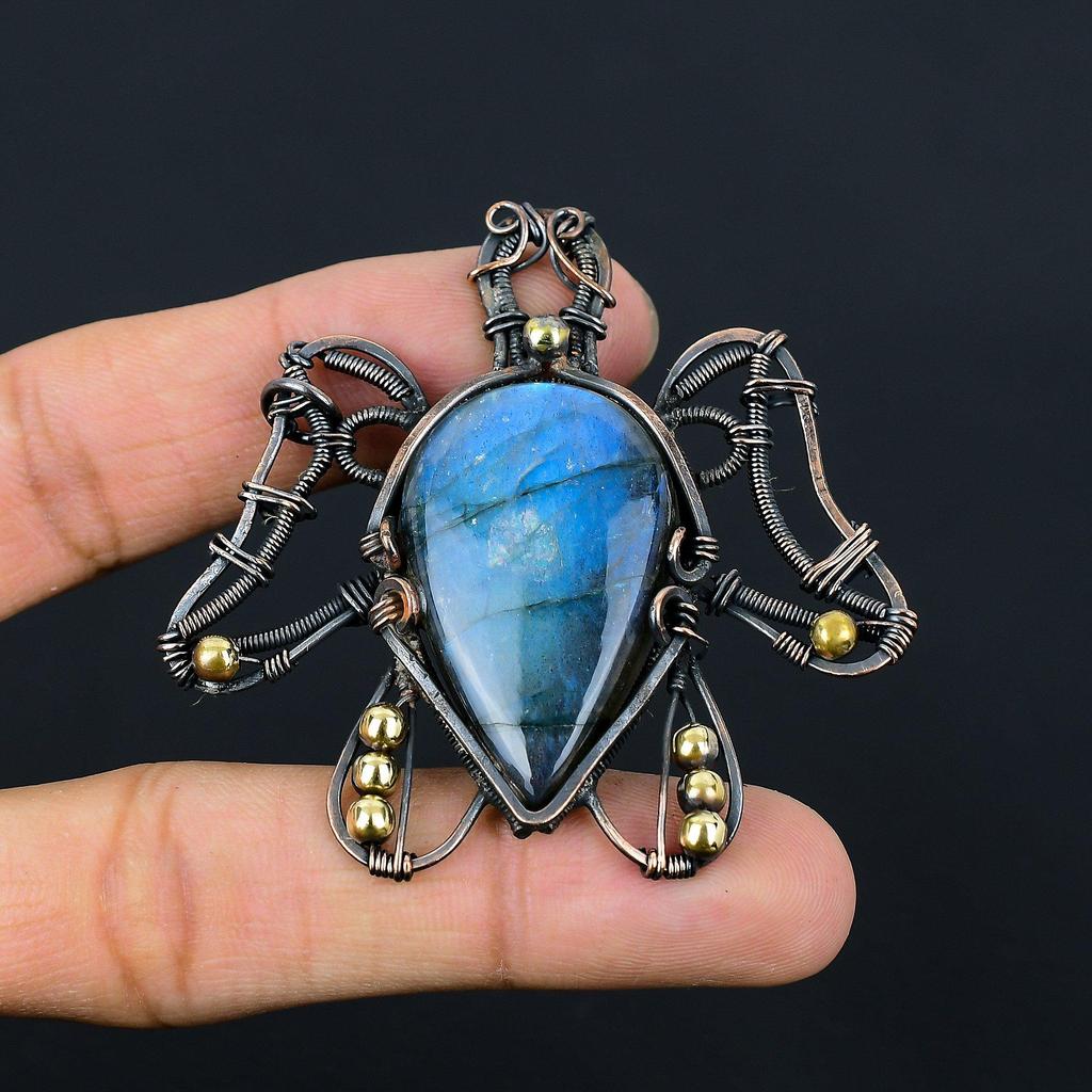 Лабрадорит в форме черепахи, драгоценный камень, медная проволока, подвеска ручной работы, ювелирный подарок для любви