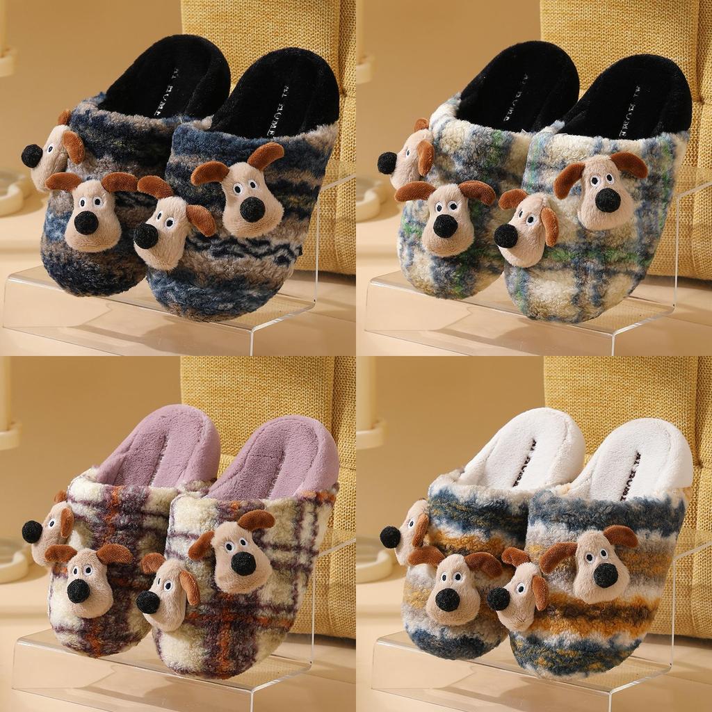 Зимние детские хлопковые тапочки с собачкой для мальчиков и девочек, домашний комфорт
