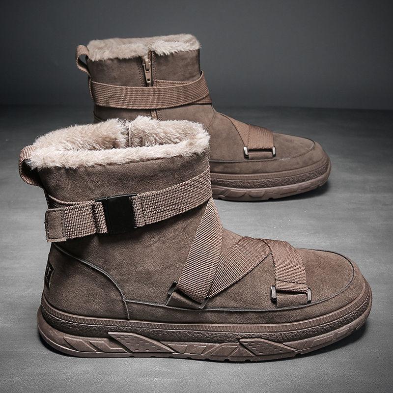 Fashion High-top Snow Boots Men's Winter Plus Velvet Thick Warm Non-slip Cotton Shoes Male Students Fashion Casual Platform Short Boots