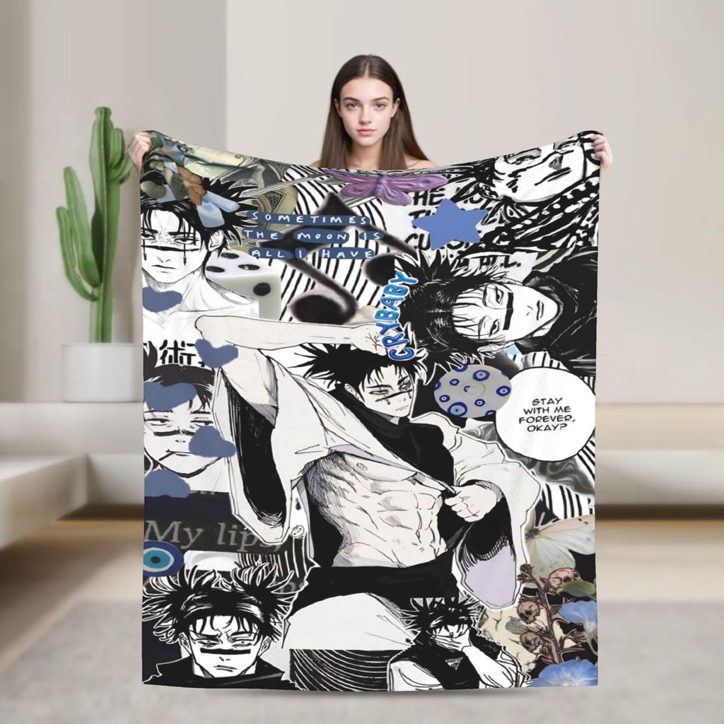 Choso Blanket Cover Flannel Kaisens Anime Lightweight Thin Throw Blanket for Car Sofa Couch Bed Rug