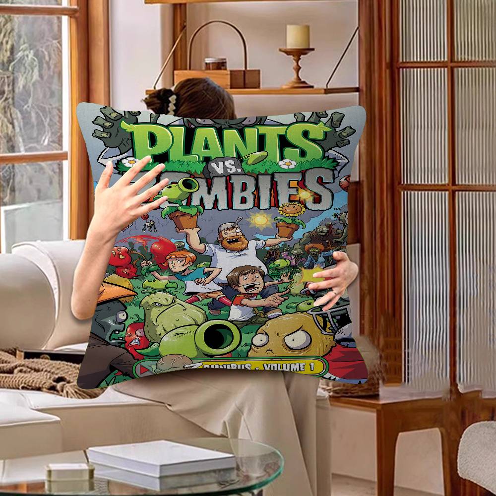 Игровой чехол на подушку Plants Vs Z-Zombies Дизайн с кленовыми листьями Счастливый осенний урожай Декор Праздничный декор Чехол на подушку