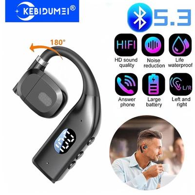 Беспроводные наушники Bluetooth 5.3 с ушным крючком, Hi-Fi стерео наушники, гарнитура с шумоподавлением, TWS спортивный наушник