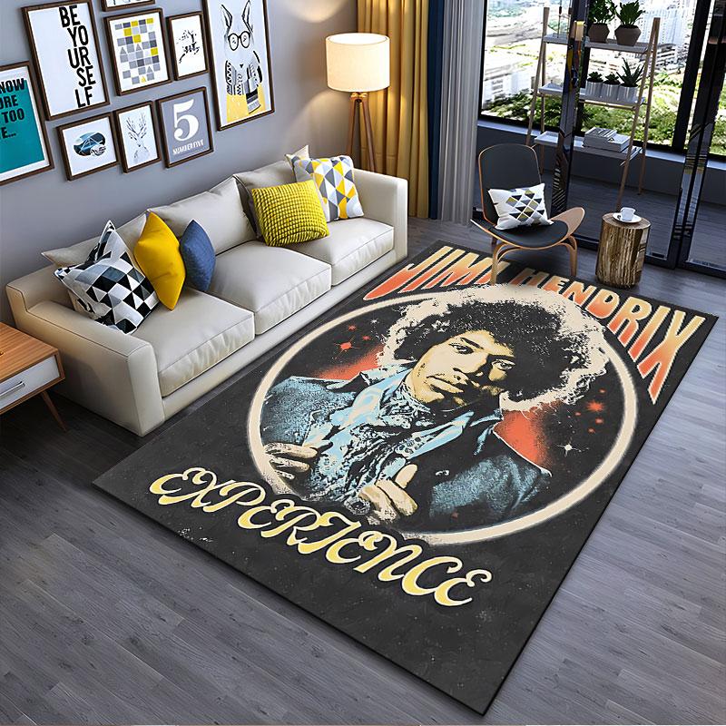 Jimi Hendrix Retro Art Carpet suitable as a non-slip mat for the living room or bedroom sofa