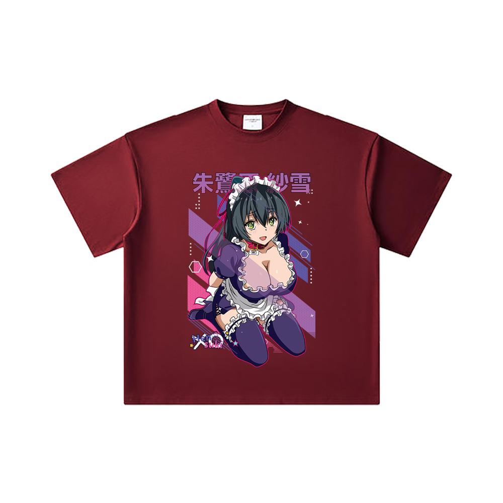 Хлопковая футболка унисекс Hensuki V1 Sayuki Print, 260 г/м², двойная пряжа, 32 счет, 100% хлопок, тяжелый хлопок