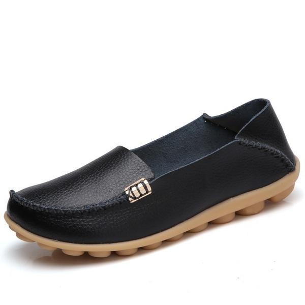 Elegant Women's Soft Pu Leather Loafers Slip-on Slippers With Timeless Design