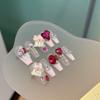 Women Press‑On Nails Pure‑Handmade Summer Sweet Bear Pink French Love Rhinestone Removable False Nail Patches