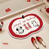 Adorable Cartoon Wedding Bathroom Floor Mat Set - Durable Red Decorative Carpet Pad for Wedding Room Decor