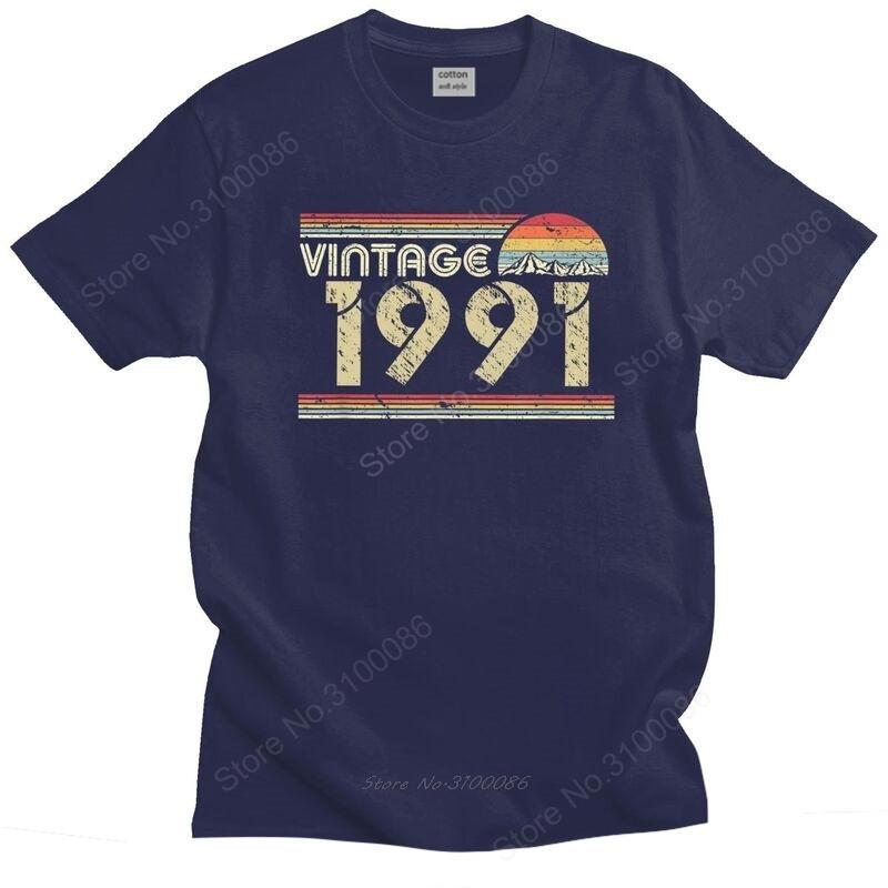 Классические винтажные футболки 1991 года Унисекс с коротким рукавом Уличная одежда Стильная футболка Подарок на день рождения Приталенные хлопковые топы Подарок
