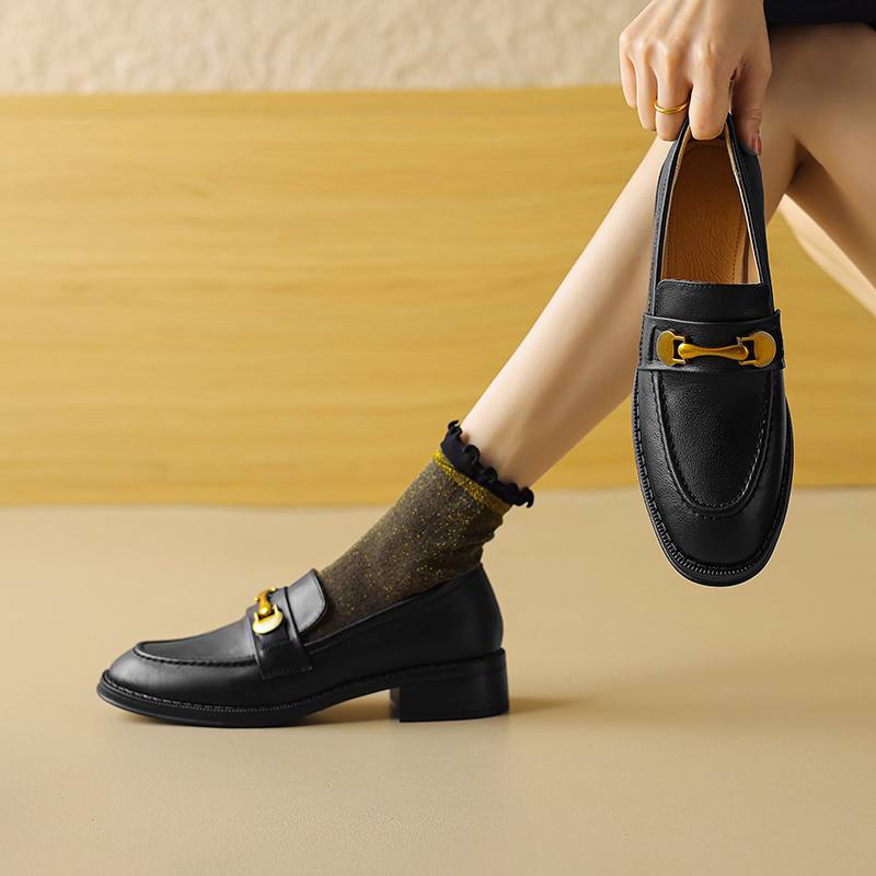 Krazing Pot Весенние туфли из коровьей кожи с круглым носком на толстом среднем каблуке, броги, женские туфли-лодочки большого размера 43 с металлическими застежками