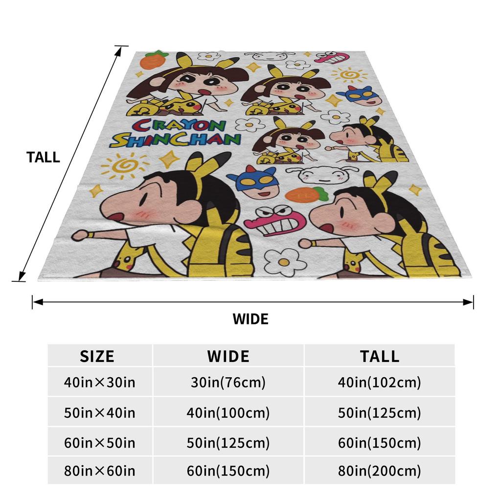 Crayons Shin-chans As Pikachu Blanket  Soft Street Trend Plush Throw Blanket For Children Bedroom Flannel Bedspread Bed Cover