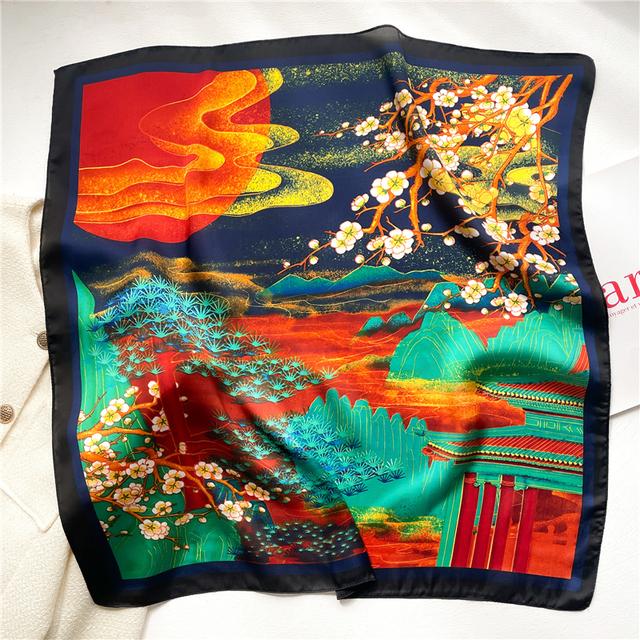 Silk Scarf For Women Luxury Hijab Hair Bands Square Neckerchief Female Satin Shawl Ribbon Headband Fashion Wraps Bandana