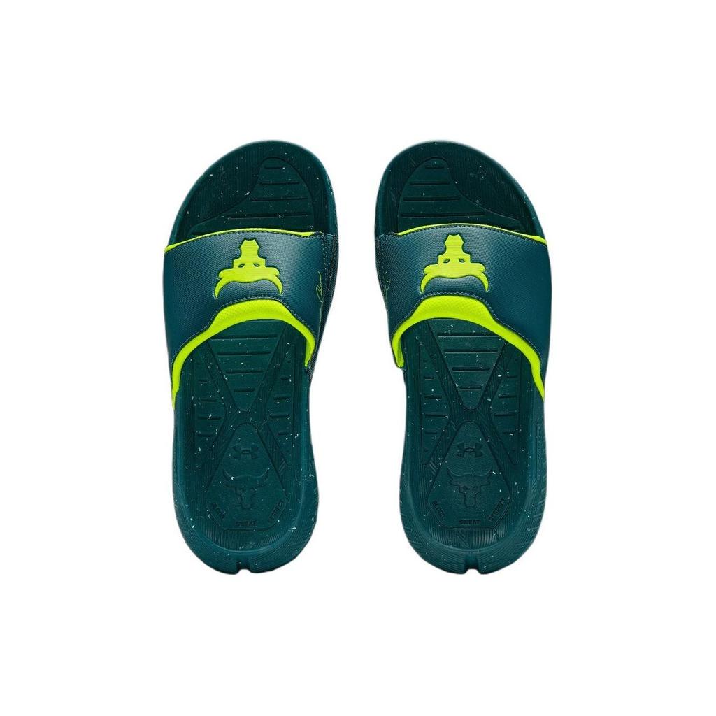 Under Armour Project Rock 3 Slide Hydro Teal High Vis Yellow Unisex Sneakers 3026034-402