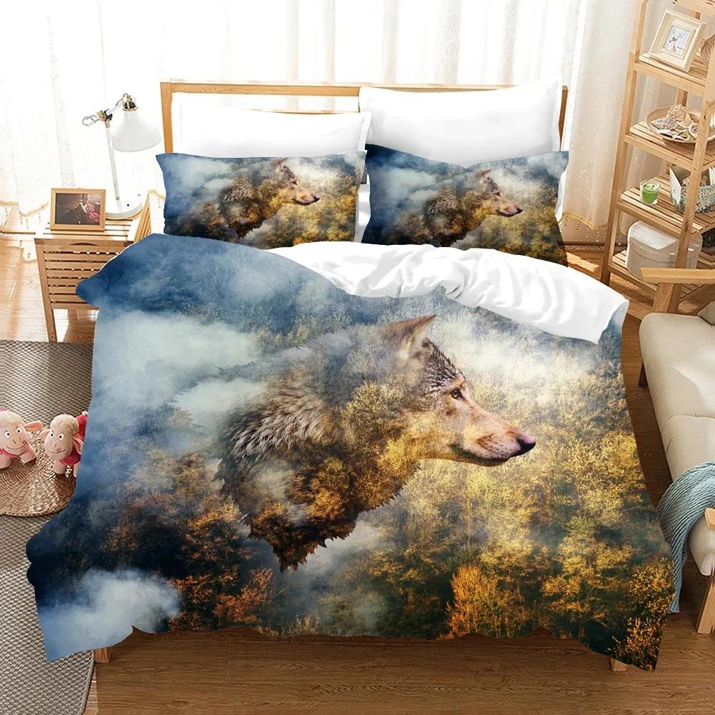 3D White Wolf Bedding Set  Aniaml Bedding Set Single Twin Double Queen King Cal King Size Bed Linen Set