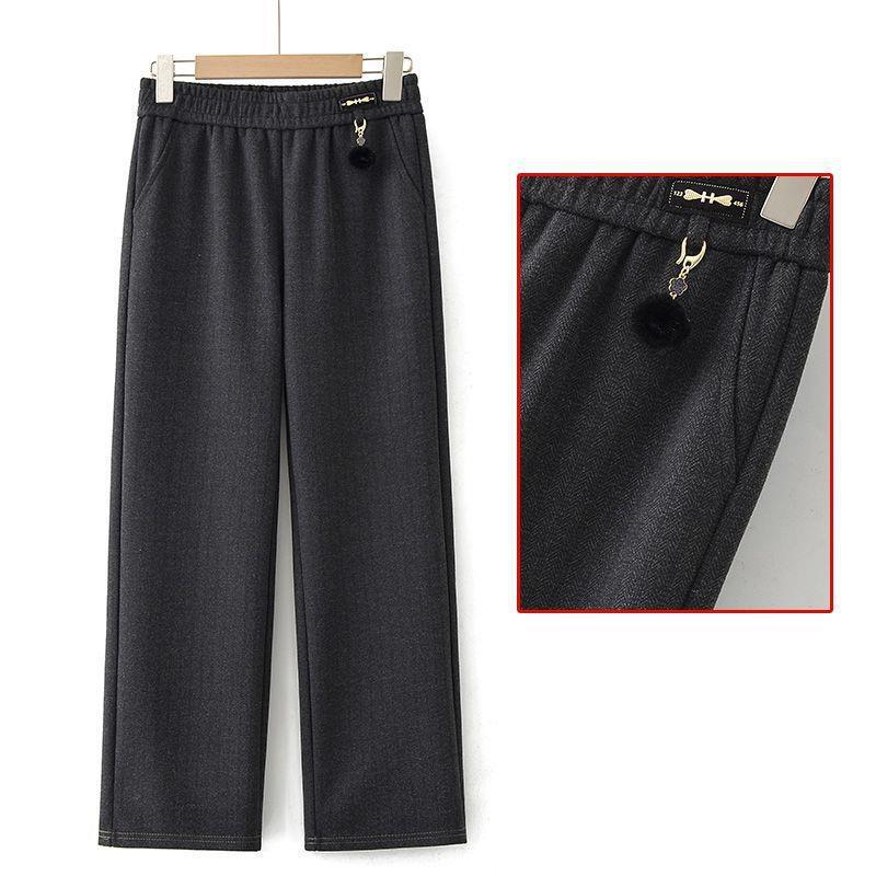 Mom's Spring Casual Elastic Waist Pants - Women's Straight-Leg, Loose Fit for Middle-Aged & Elderly