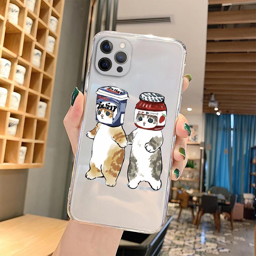 Чехол для телефона с забавным мультяшным котом для iPhone 11 12 Pro Max 13 XR XS X 8 7 SE 2020 Plus, прозрачный мягкий чехол из ТПУ с милым животным рисунком