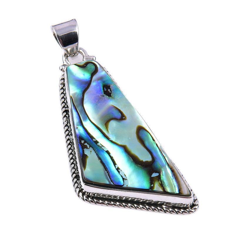 Подвеска из натурального камня-ракушки абалон из стерлингового серебра 925 пробы 2 дюйма g1R03