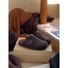 Ретро Сумка Голова Половина Тапочек Одна Педаль Пряжка Толстая Подошва Birkenstocks Женские Наружные Хлопковые Тапочки