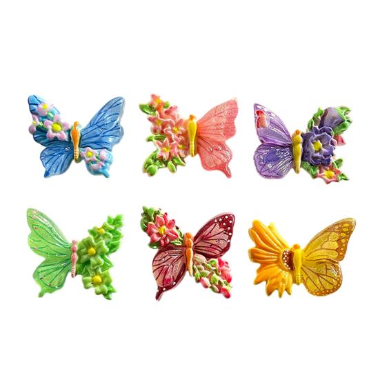 6Pcs Resin Butterfly Refrigerator Magnet 3D Flower Butterfly Fridge Magnet Home Kitchen Office Whiteboard Locker Magnetic