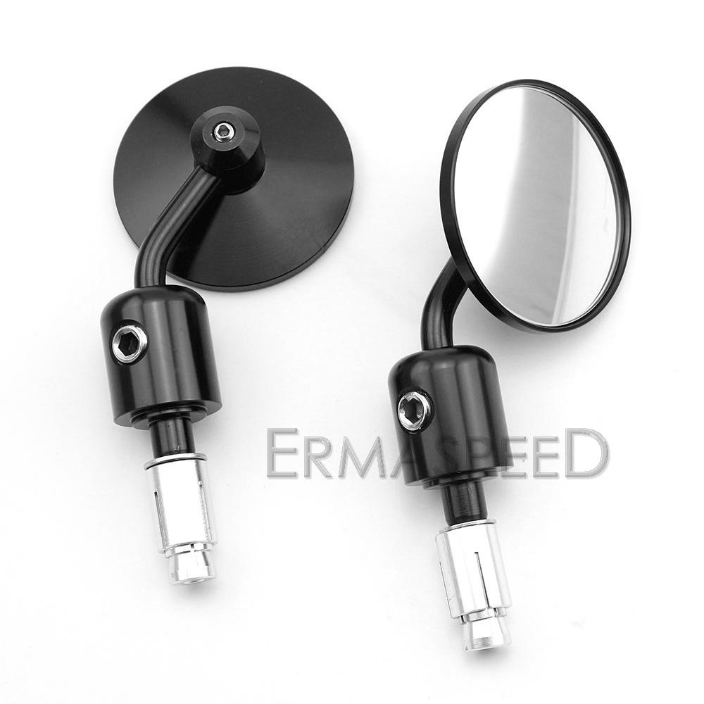 1 Pair Round Motorcycle Bar End Mirrors 22mm 7/8 inch Handlebar Mirror Universal Rear View Mirror For Street Bike Scooter