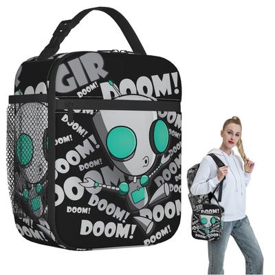 Изолированная сумка-ланчбокс Gir Invader Zim Аниме для женщин и детей, герметичные контейнеры для еды, термосумка-ланчбокс, сумка-тоут