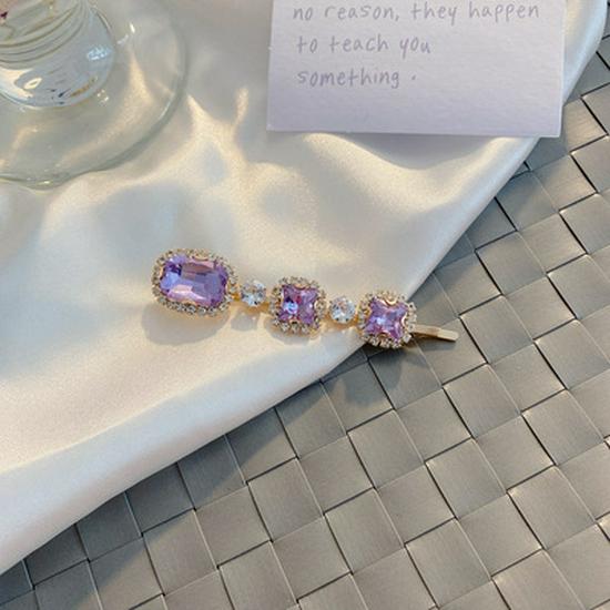 Emerald Rhinestone Retro Hair Clip for Women - Versatile, Elegant One-Word Hairpin for Bangs