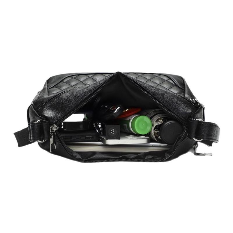 Embroidered Diamond Grid PU Single Shoulder Crossbody Women's Bag