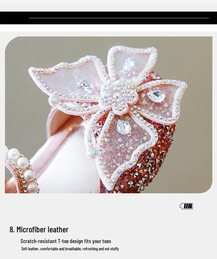 Весна/Лето 2025 Корейские сандалии-принцессы с бантом для девочек – Танцевальная обувь с пайетками