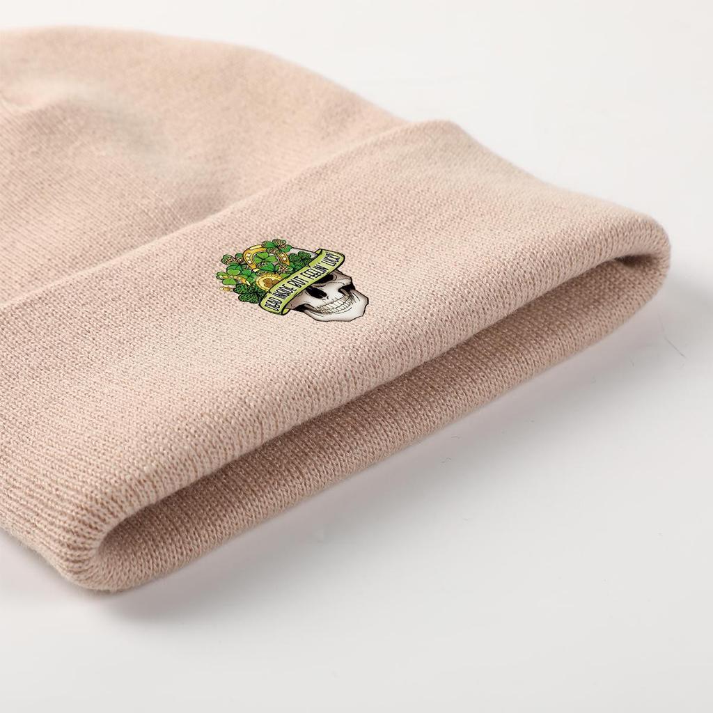 Вязаная шапка с принтом в виде четырехлистного клевера и черепа, "DEAD INSIDE" St. День святого Патрика Skullies Beanies Stretchy Slouchy Headwear Gorro Knitted Hat Beanie