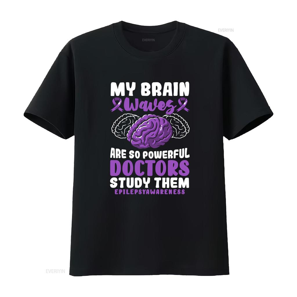 My Brain Waves Are So Powerful Doctors Study Them T Shirt Epilepsy Awareness For Purple Ribbon vintage Washed homme Stretched