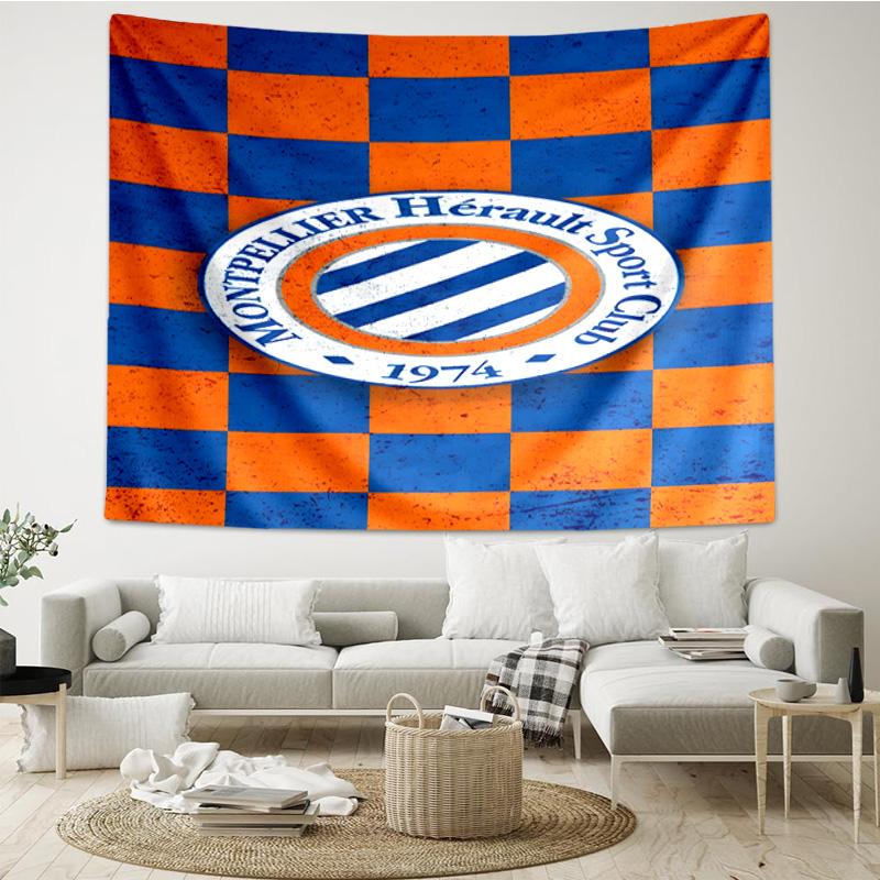 Montpellier Hérault Sc Crest Printed Tapestry, for Bedroom,Livingroom, dormitory, Large Wall Decor, Fabric Decor Fan Birthday Gifts
