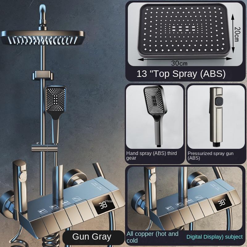 Черный цифровой смеситель для душа светодиодная душевая система настенное крепление для ванной комнаты кран с дождевой водой современные смесители