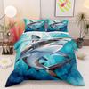 Realistic Shark in Ocean Illustration Bedding Set (1 duvet cover, 2 pillowcases, duvet not included)