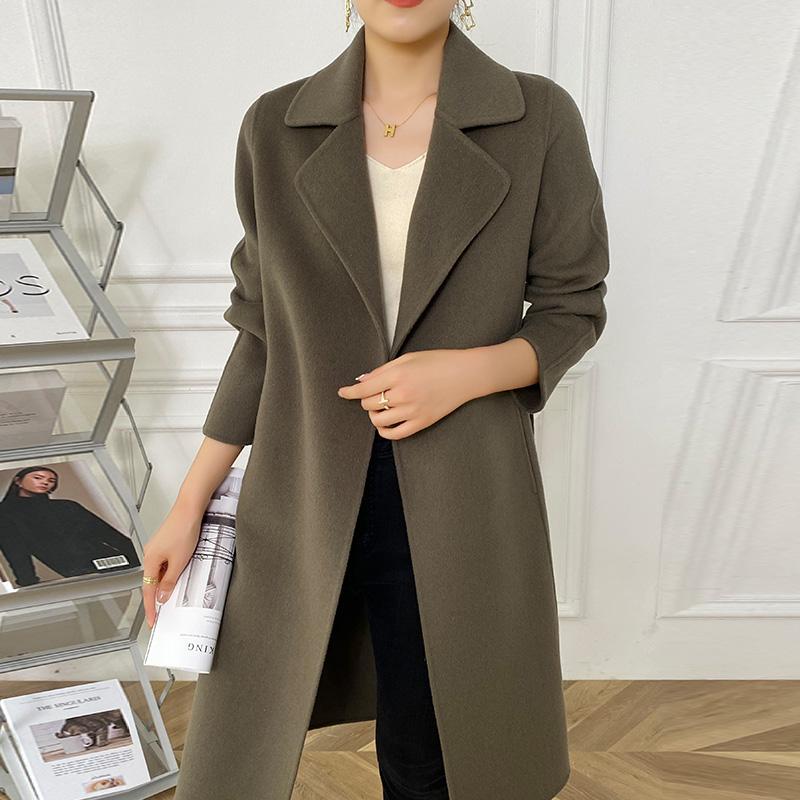 Женское пальто из 100% шерсти TIDENOVEL Осеннее шерстяное длинное пальто Ручной работы Пальто-бушлат Зимняя теплая шерстяная длинная куртка Пальто