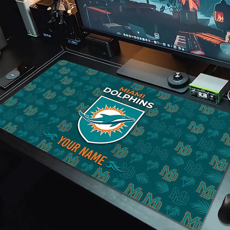 Miami Dolphins Print Cushion Non-slip Laptop Tablet Big Mousepad XXL Mat Mini PC Playmat With Lock edge
