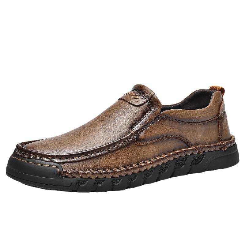 Casual Shoes Handmade Split Leather Loafers Comfortable Men's Slip On Flats Moccasins Outdoor Male Hiking Shoes Fashion