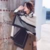 French Retro Wool Cloak Temperament Shawl Thickened Warm Student Long Plaid Double-sided Scarf Female Commuter
