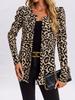 2025 New Cross-Border Long Sleeve Leopard Print Cardigan Mid-Length Open Front Pure Color Polo Collar Princess Sleeve Shirt