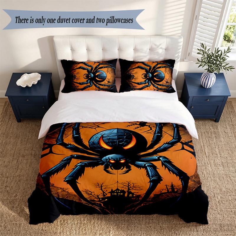 Horror Halloween 3‑Piece Bedding Set Soft Microfiber Duvet Cover Pillowcases Comfortable Bed Linen for Bedroom Decoration